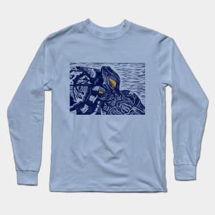 Pet Turtles Friends Linocut (blue/gold) Long Sleeve T-Shirt